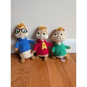 Ty Alvin And The Chipmunks Plush Toys Alvin, Simon, And Theodore Plush set